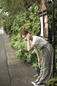 Thai Wrap Pants- B&W Stripes